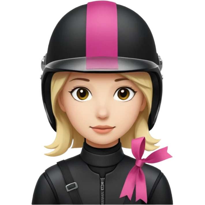 Rider helmet black matte at the back theres ribbon attached for female rider emoji