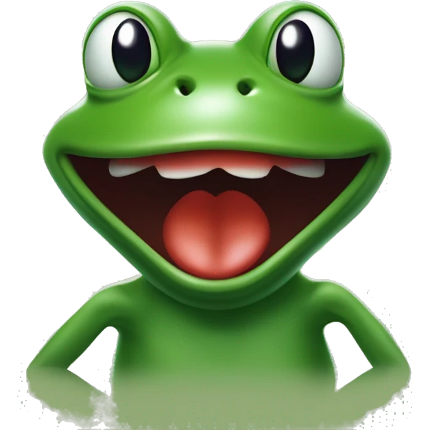 a a green anthropomorphic frog with red lips, and he is smiling. He is from Furie's 2005 comic Boys Club emoji