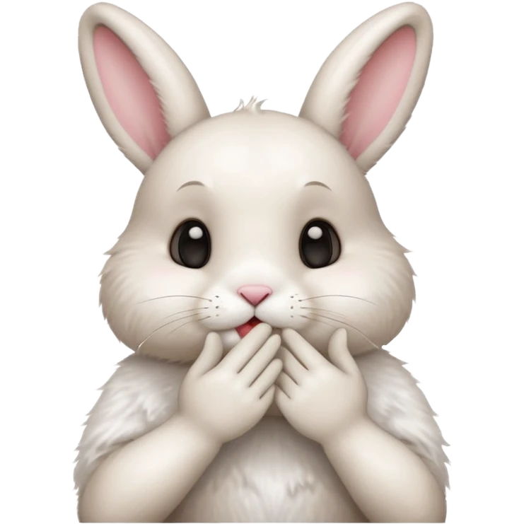 i want cute bunny to send a kiss with his left hand emoji