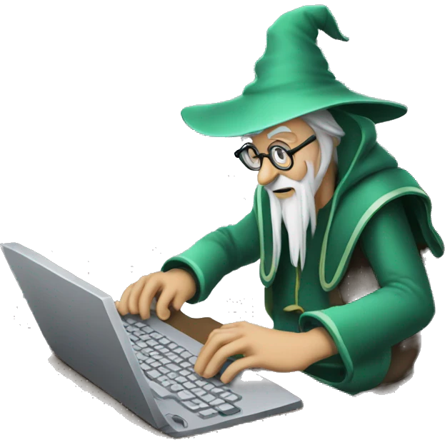 Wizard typing on a computer emoji