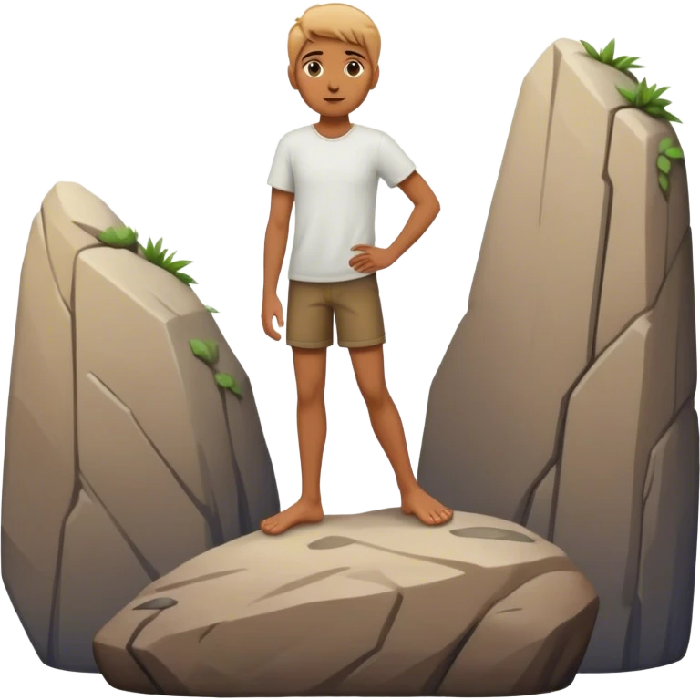 a person standing on a rock with only one foot emoji