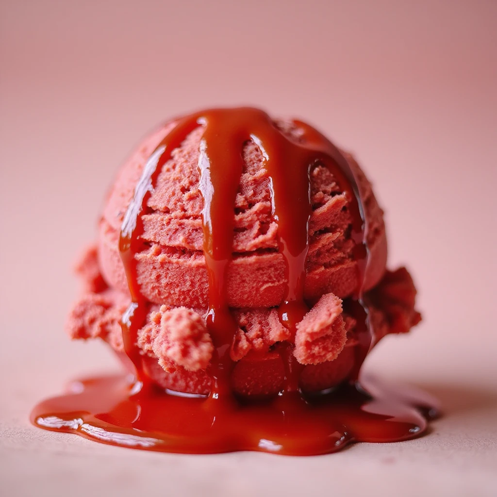 red ice cream, realistic, shiny glaze, transparent background emoji