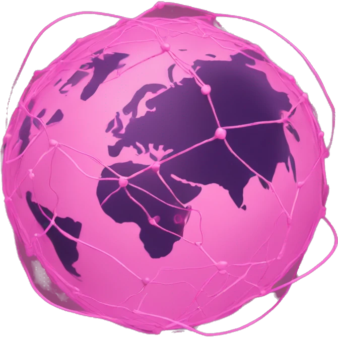 Pink connected network globe   emoji