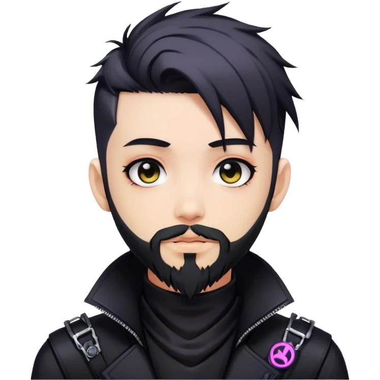 Cute kawaii boy cyberpunk edgy anime beard goth emoji