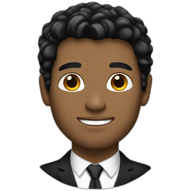 White man with black suit and black hair emoji
