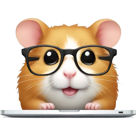 hamster in square glasses and laptop emoji