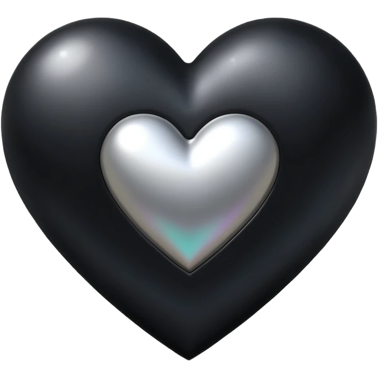goth heart, black with silver accents emoji