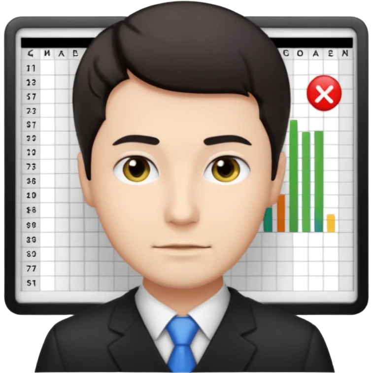 male dark short hair auditor with spreadsheet emoji emoji