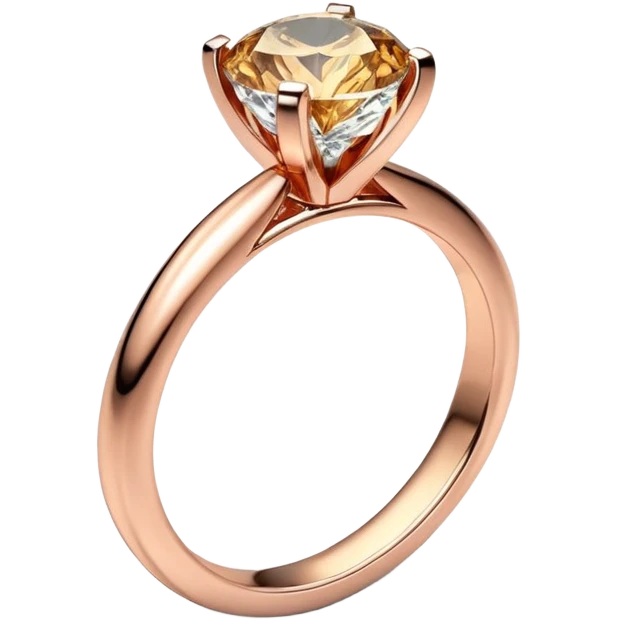 Rose gold engagement ring with round diamond emoji
