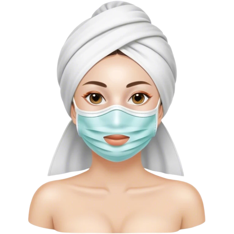 Lady with face mask spa beauty full face relaxing emoji