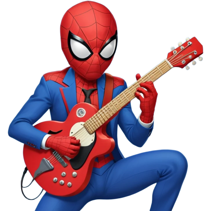 Big spider-man playing in the guitar  emoji
