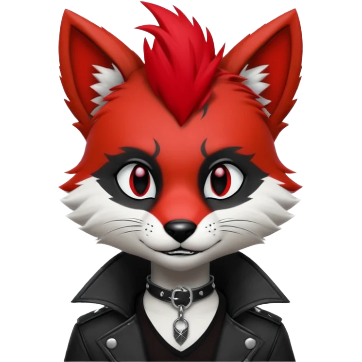 Anthropomorphic Anthro Furry punky gothic black white and red badass cool stylish handsome smexy Animal-furry-fursona emoji
