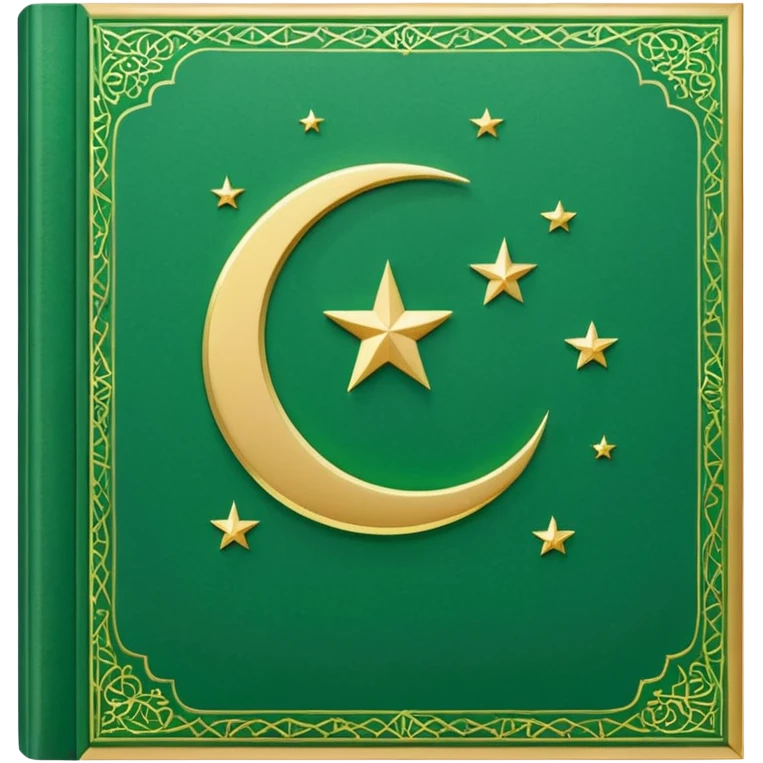 Closed Quran with the Islamic Symbol on it (moon and star) green emoji