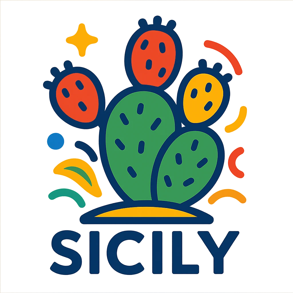 Sicily logo featuring a prickly pear cactus, vibrant and playful style emoji