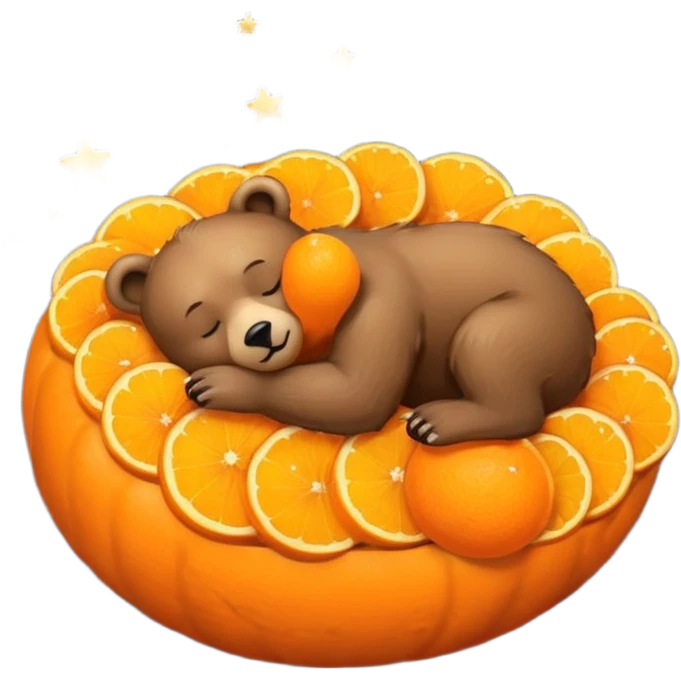 Bear sleeping on orange in space emoji