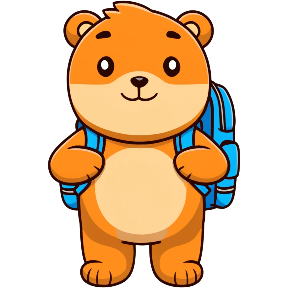 Colorful bear with backpack sticker emoji