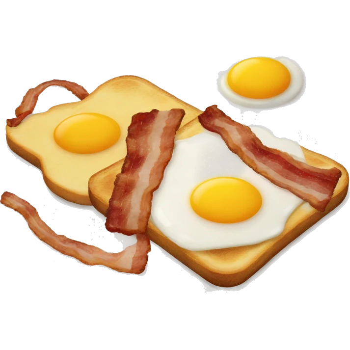 “Two fried eggs, crispy bacon, and buttered toast on a plate.” emoji