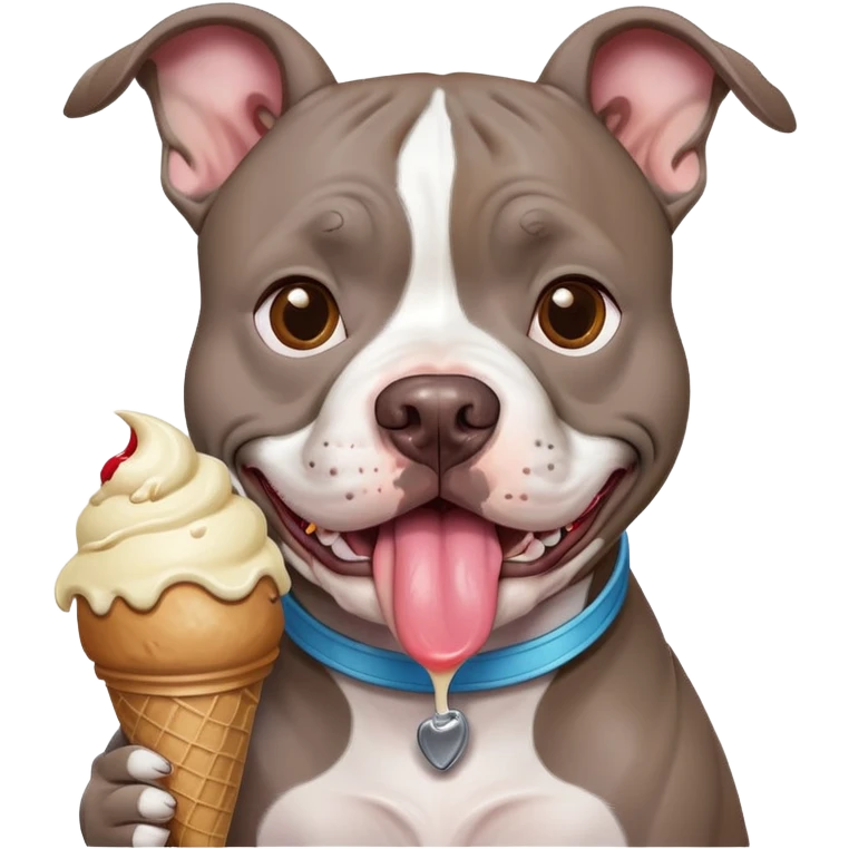Grey face pitbull with an ice cream cone  emoji