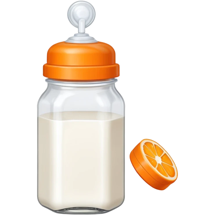 pixel art baby bottle containing milk with orange lid emoji