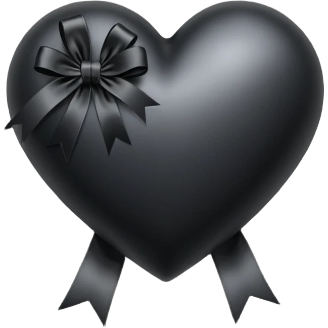 goth themed heart with black ribbon emoji