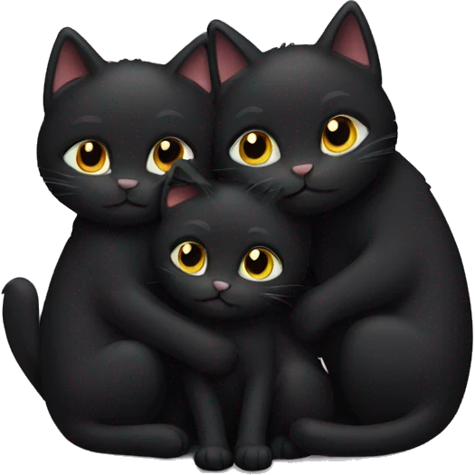 3 black cats hugging  emoji