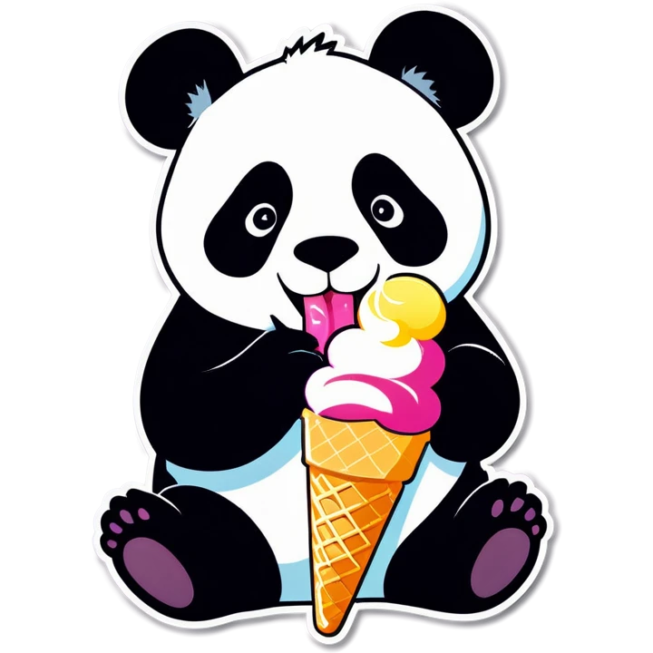 Panda eating ice cream emoji