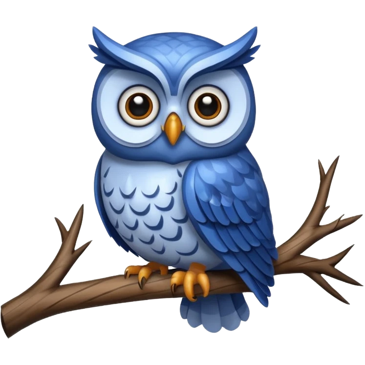 blue fat owl at the tree emoji