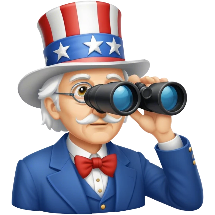 Uncle Sam is looking through binoculars emoji