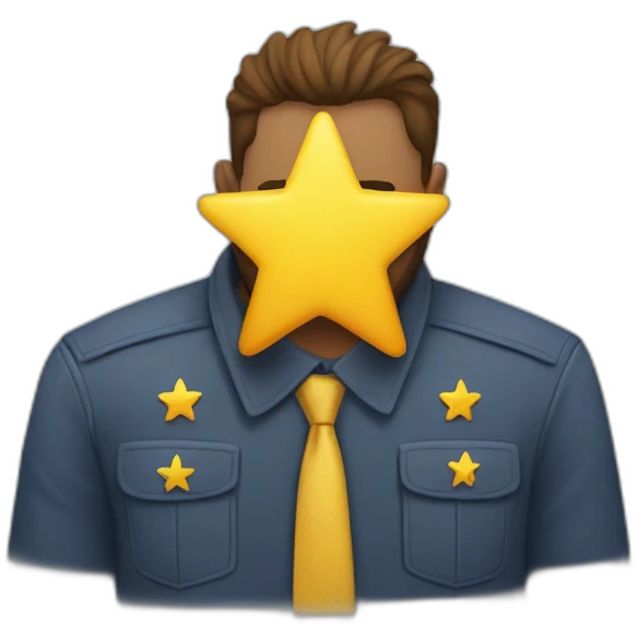 A man wearing a yellow star on the left of his shirt emoji