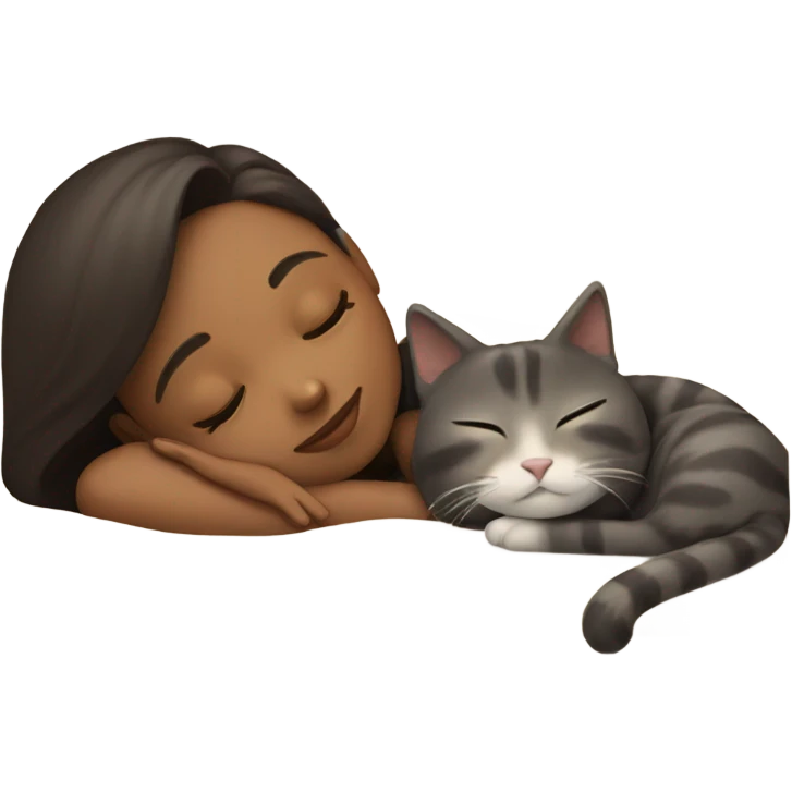 Girl and cat sleeping emoji