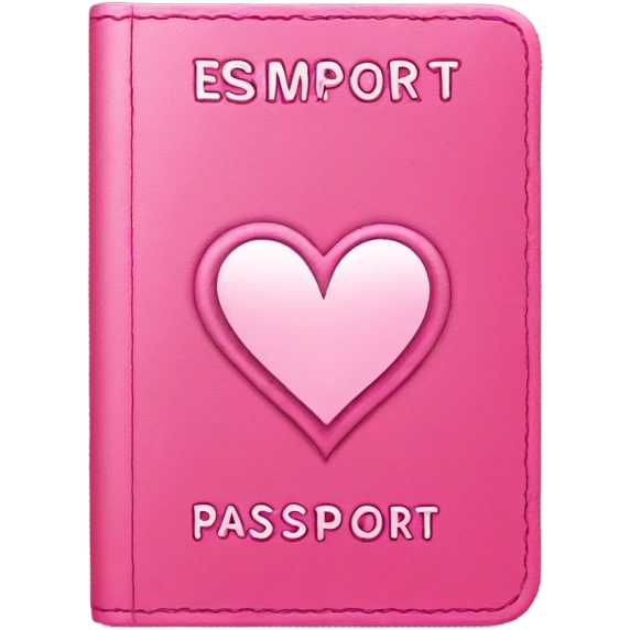 Pink passport with heart shaped stamp emoji