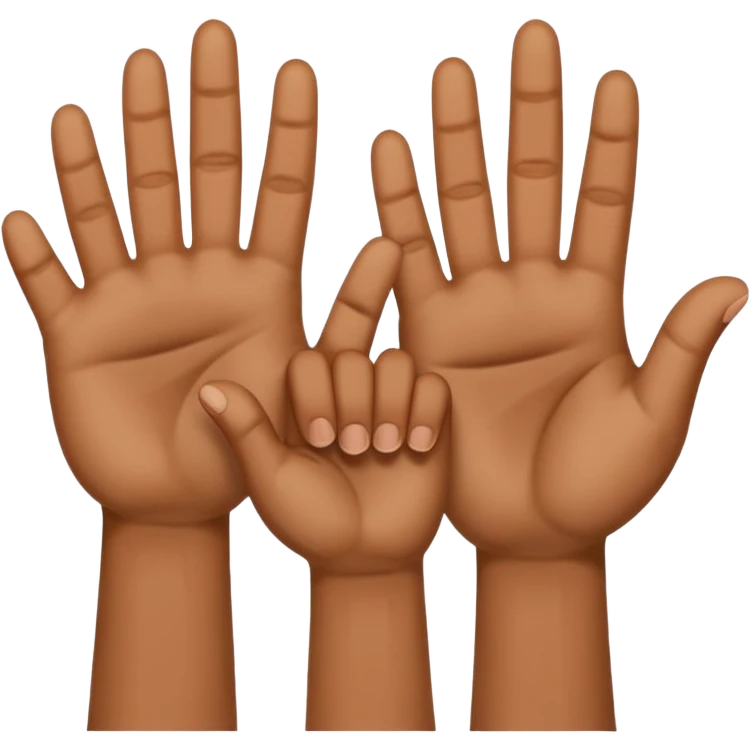 create emoji, 3 hands, 2 with 5 fingers extended, one with 4 fingers emoji