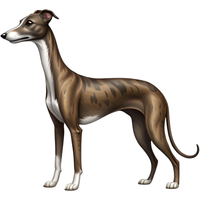 cinematic-[brindle greyhound]-realistic-full-body-standing-emoji,-tail-resting-loosely-beside-its-paws,-head-tilted-dramatically, -sleek-[dark brindle]-fur,-simplified-yet-realistic-focused-features,-highly-detailed,-glowing-with-an-almost-sarcastic-glow emoji