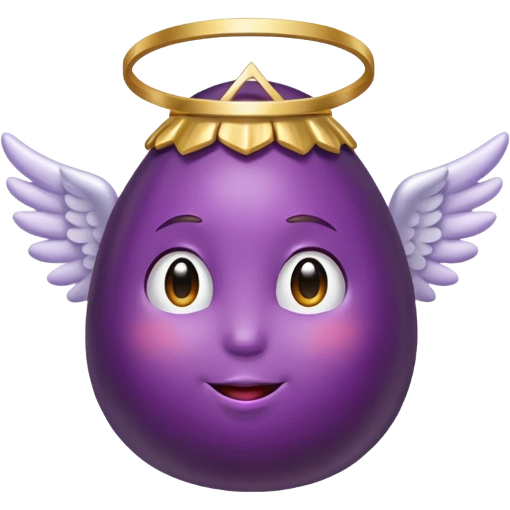 Eggplant from the side wearing an angel halo emoji
