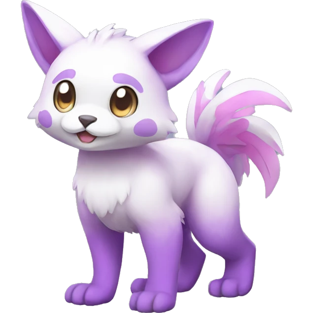 Cute cool purple white pink animal hybrid Fakemon full body emoji