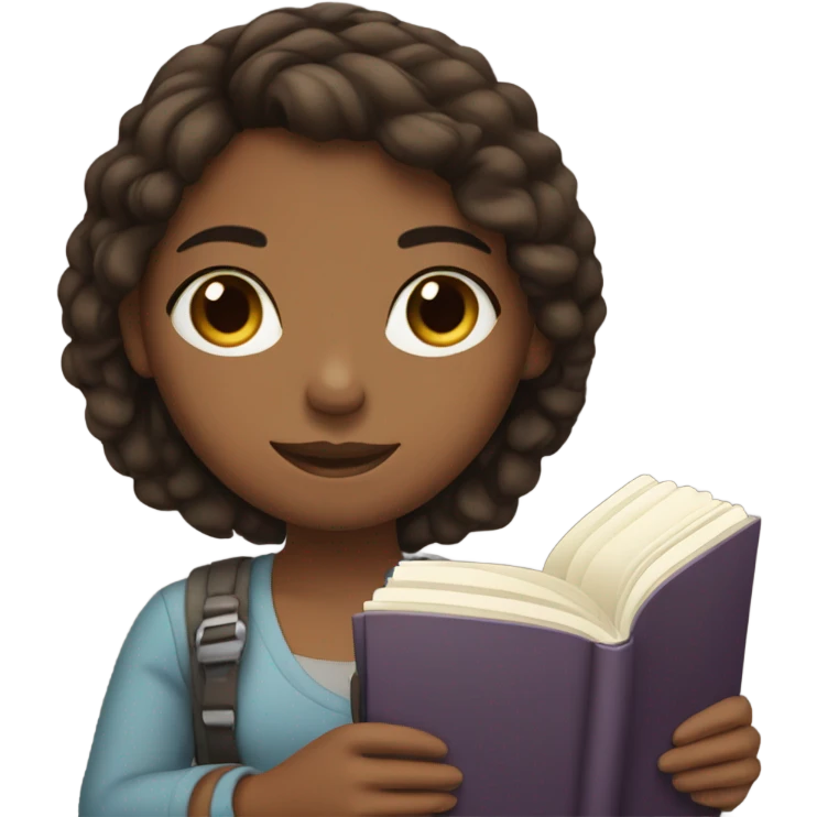 brunette brown girl holding a journal emoji
