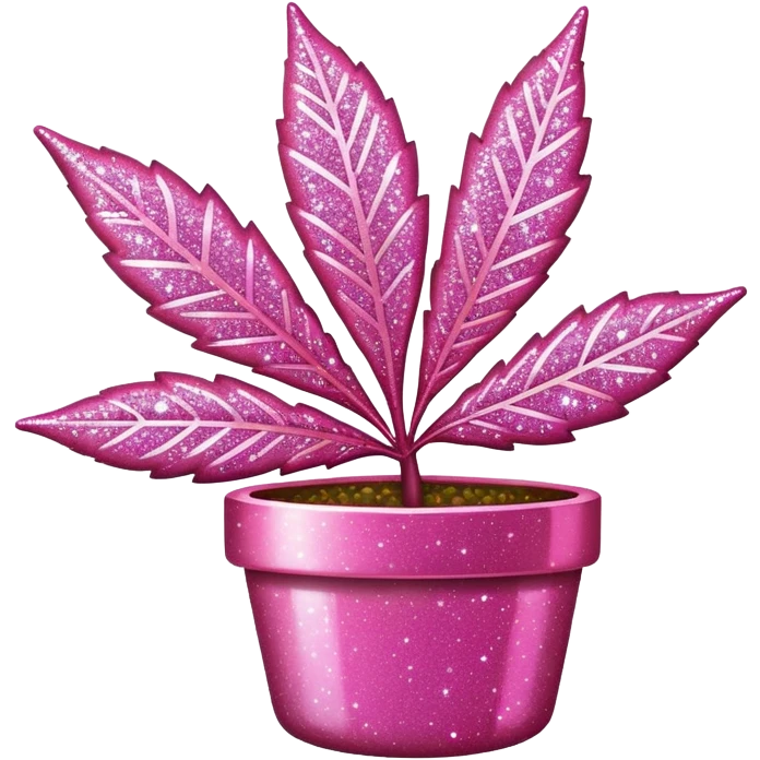 Pink pot leaf glitter  emoji