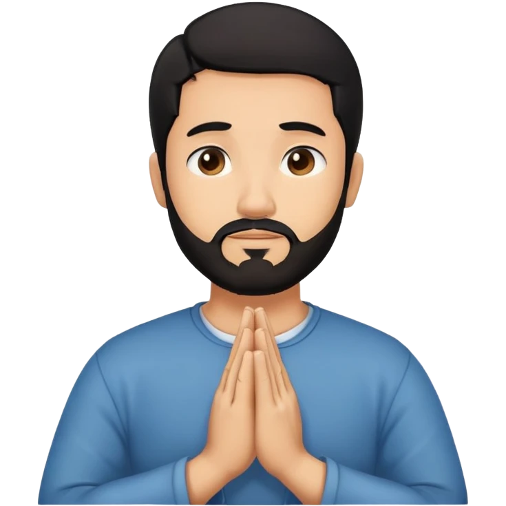 Man black hair Latino beard praying  emoji