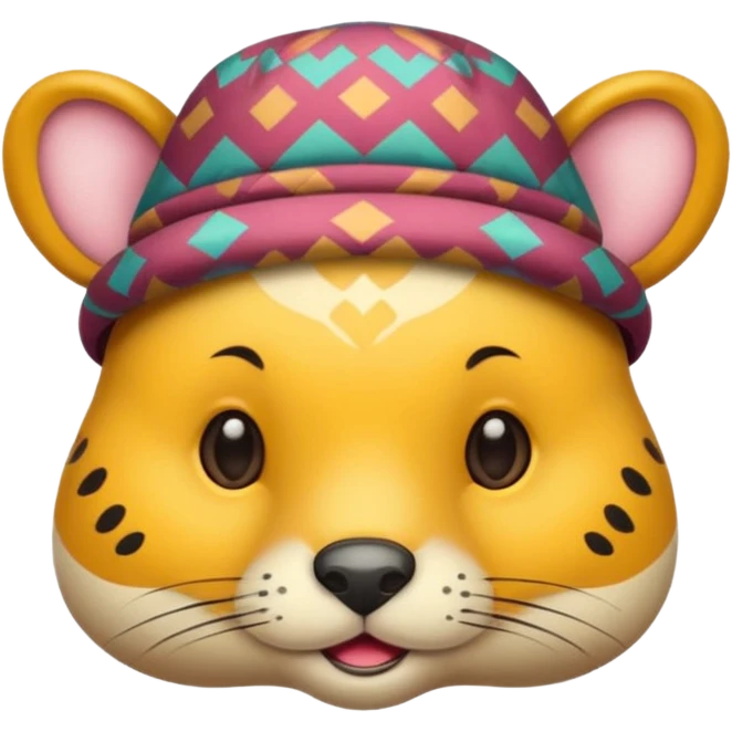 animal wearing patterned hat  emoji