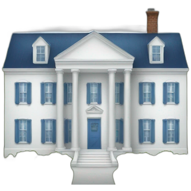 white house with blue roof emoji