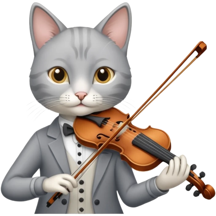 thin grey cat play violin emoji