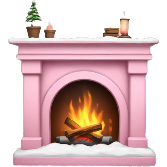 Winter Pink FirePlace, with snow on it emoji