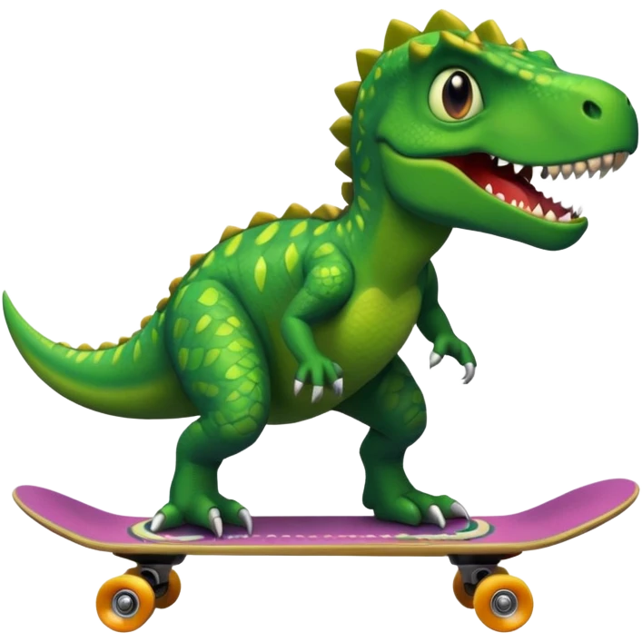 Dinosaur on a skateboard emoji