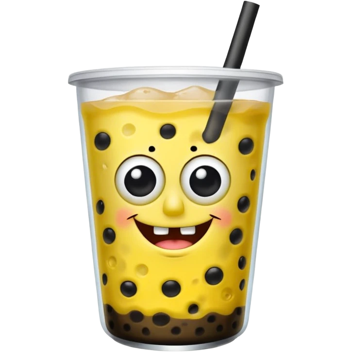 freaky spongebob holding boba emoji