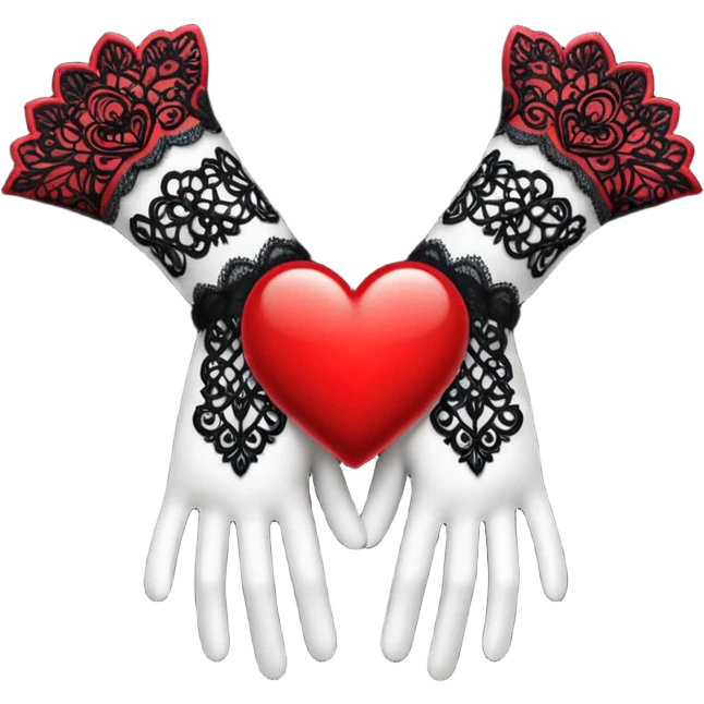 heart with gothic lace gloves emoji