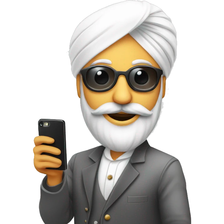 stylish sardar man taking selfie emoji