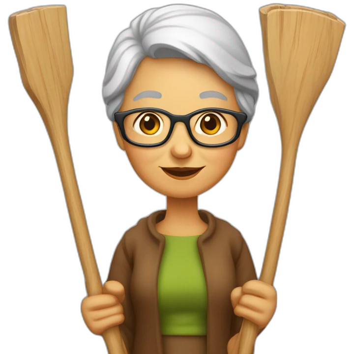 Une grand-mère avec une canne en bois emoji