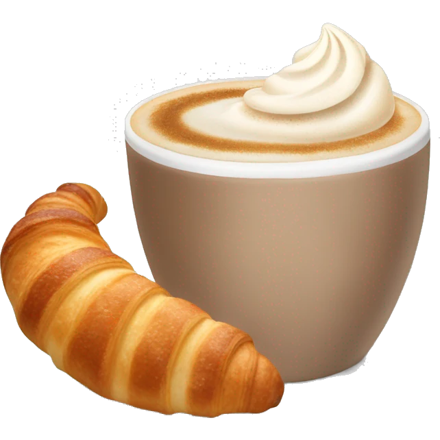 Cup of cappuccino with croissant emoji