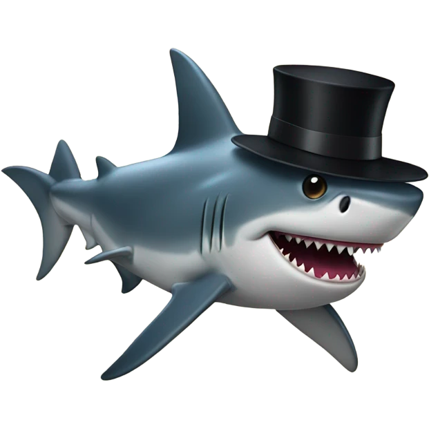 Shark with a top hat emoji
