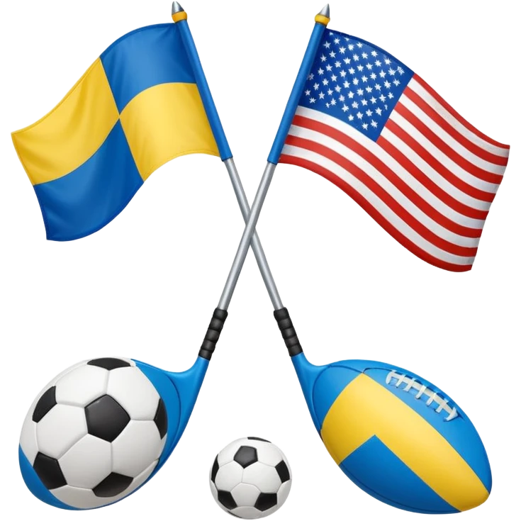 usa and ukraine flags together, sport equipment under emoji